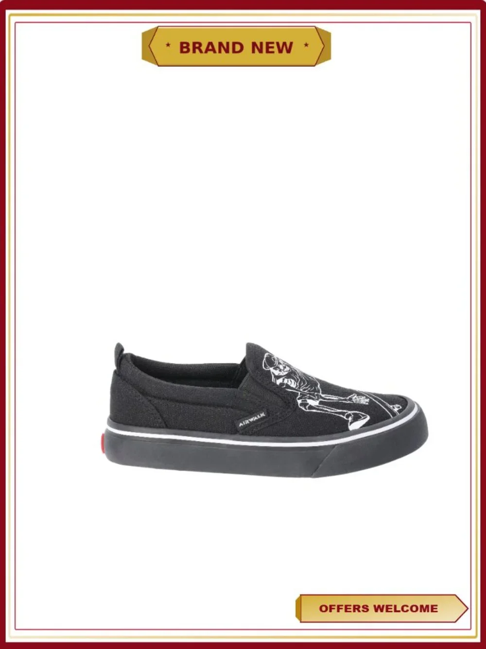 Boys Slip-On Sneakers Cushioned Insole Twin-Gore Easy On Off Skate Design
